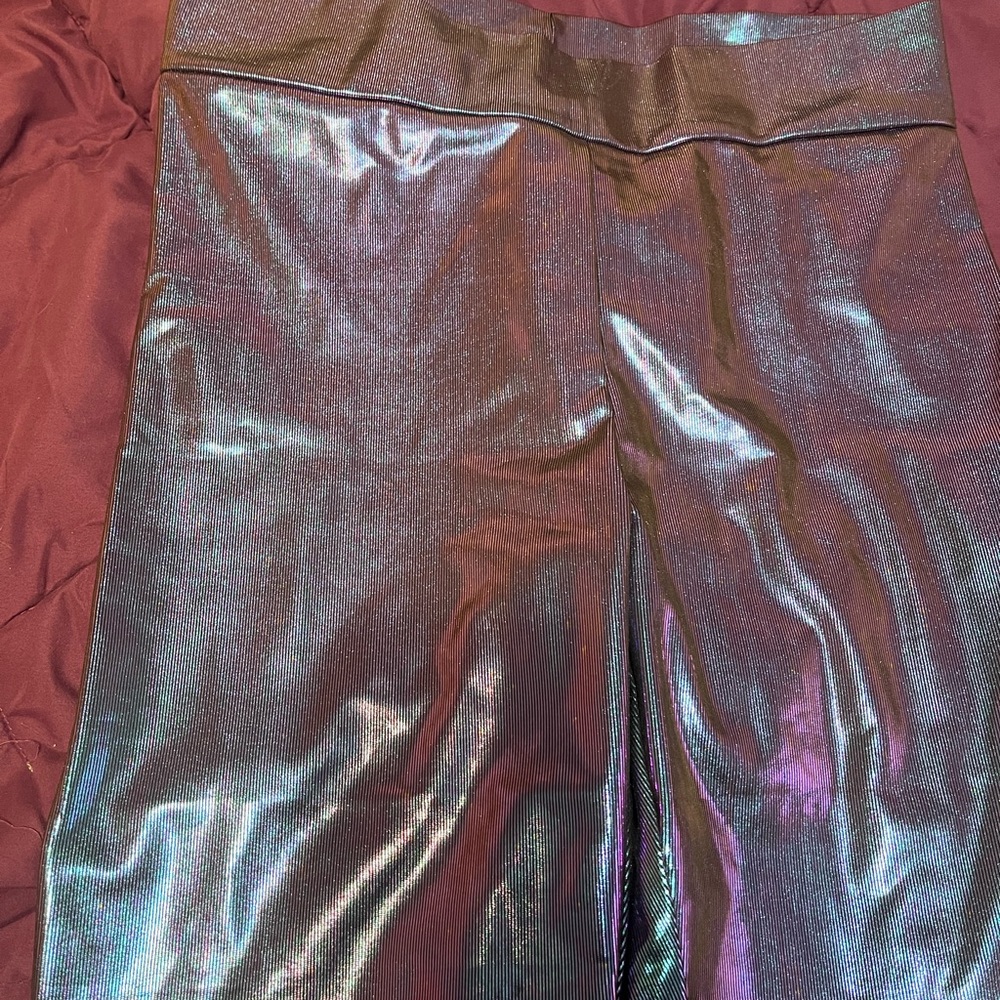 Metallic purple biker shorts